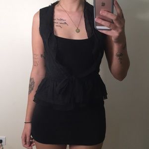 black dressy see through vest w/ tie